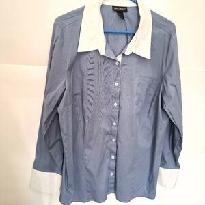 +2🔵Lane Bryant Blue and White Button Down Shirt